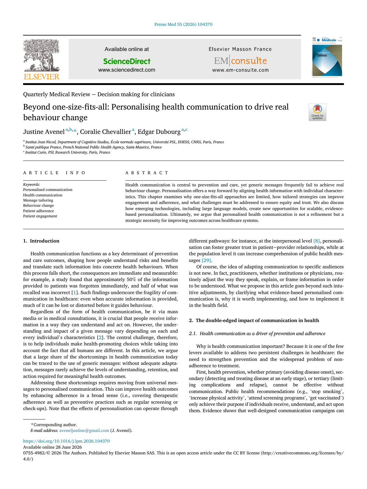 Beyond one-size-fits-all: Personalising health communication