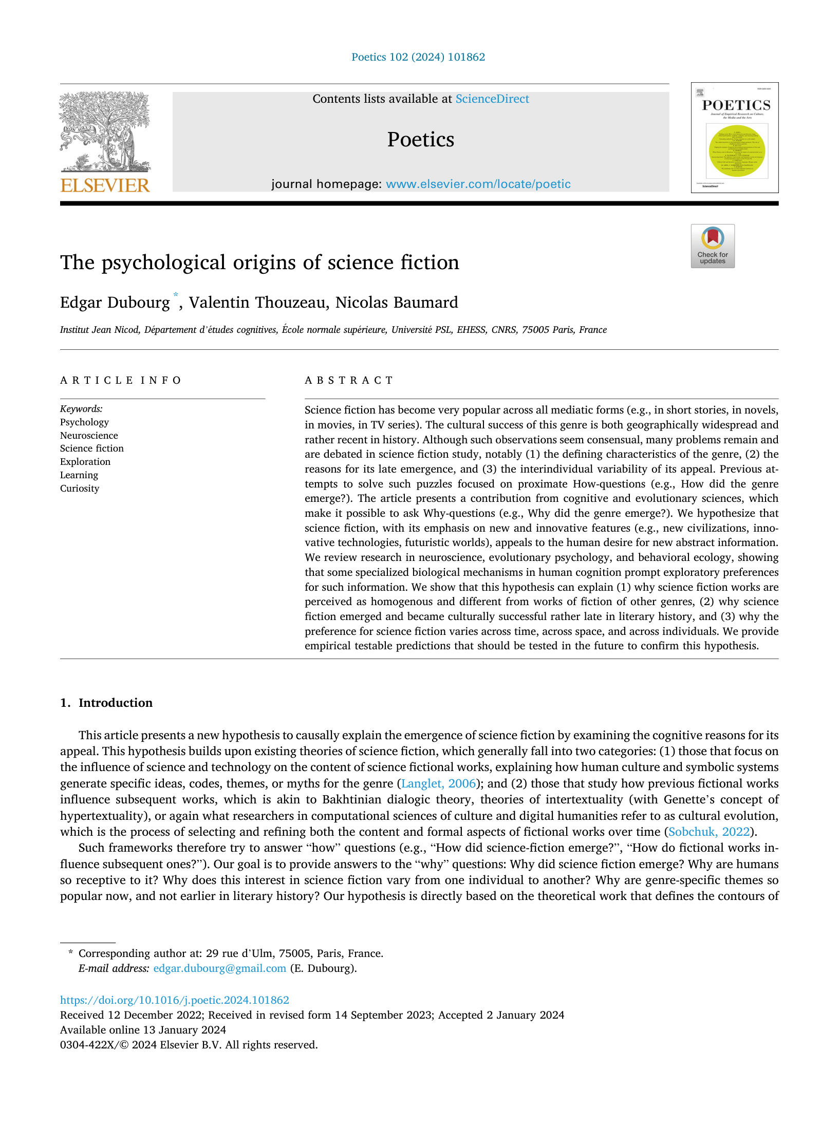 Origins of science fiction