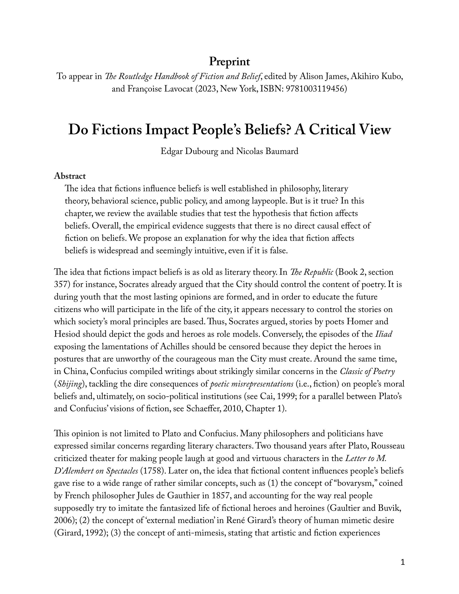 Do fictions impact beliefs?