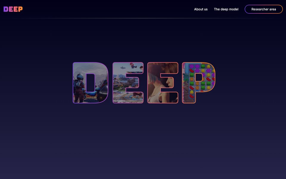 Screenshot of the DEEP model website