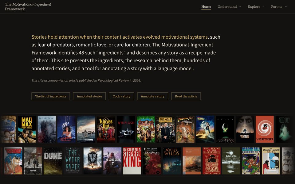 Screenshot of the Motivational-Ingredient Framework website